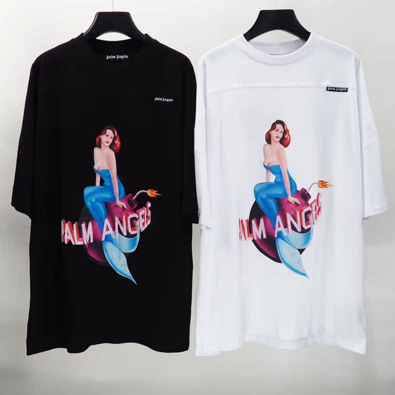 Palm棕榈天使Angels美人鱼胸前logo宽松短袖男女潮流时尚纯棉t恤|ruв категории Мужская одежда, футболка - от Buy2taobao.com для оказания профессиональной услуги покупки агента Taobao