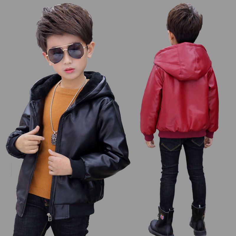 Boy Leather coat Autumn and winter 2019 new pattern children boy PU leather jacket Plush baby Hooded coatin the Children/Baby/Family fitted , Coat/Jacket/Overcoat , Jacket/Leather clothing category - from Buy2taobao.com to provide professional Taobao agent buy service