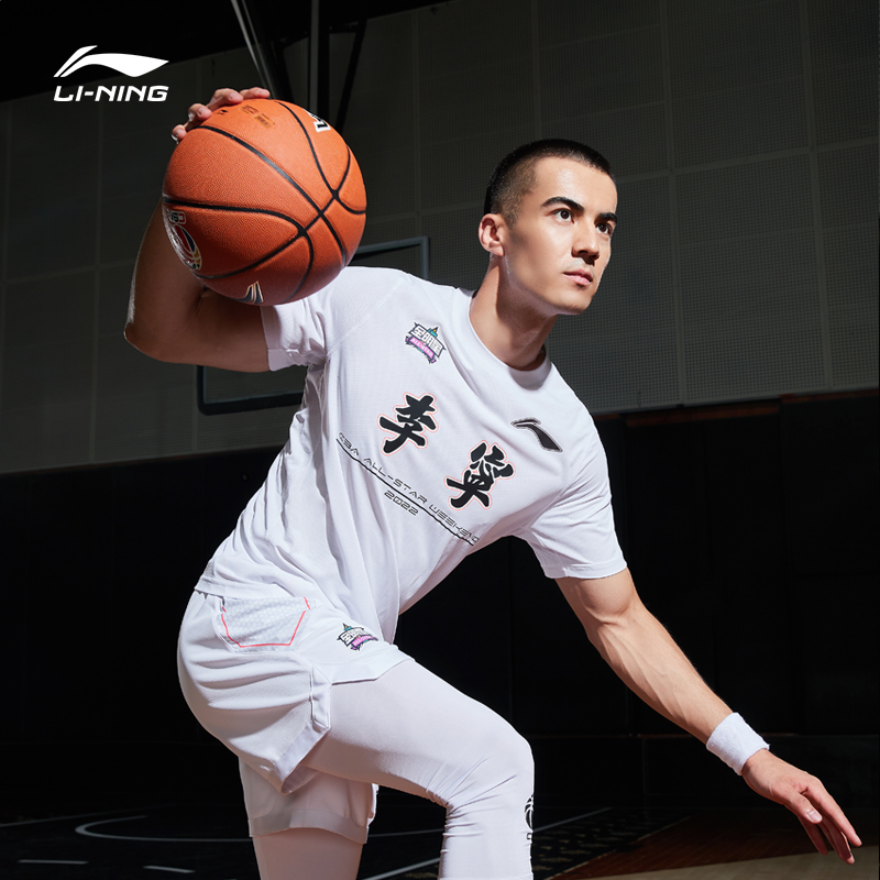 李宁短袖t恤男士新款官网cba篮球系列速干夏季凉爽圆领针织运动服