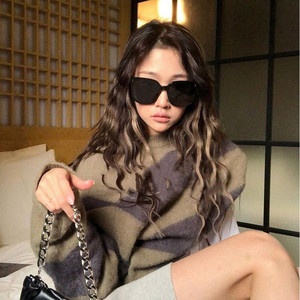 2021新款韩版复古frida墨镜简约黑白色眼镜女大框长圆脸太阳镜潮