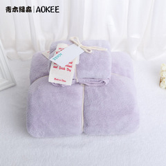AOKEE珊瑚绒浴巾毛巾套装批发 出口日本礼品毛巾2件套大浴巾套装