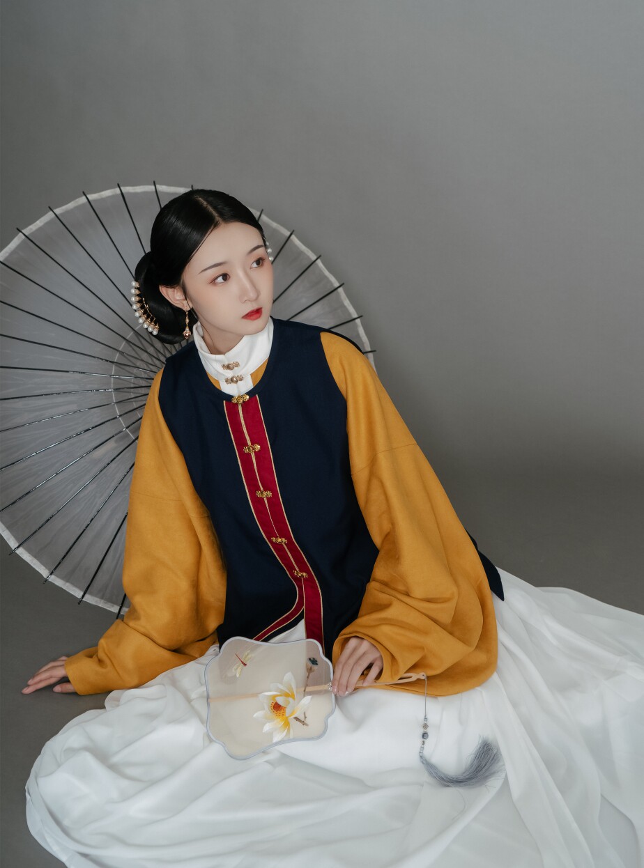 特价汉服元素女装_云出岫原创汉服仿孔府比甲明制圆领比甲汉服春夏