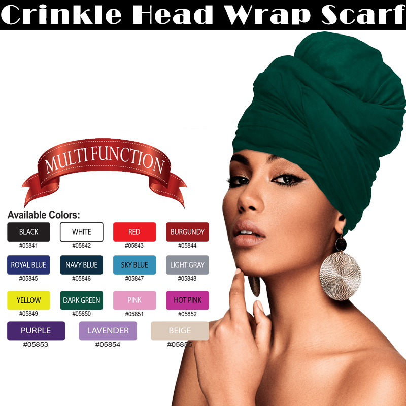 防晒包头丝巾 披肩 围巾 欧美包头巾Crinkle Head Wrap Scarf