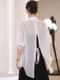 韩版设计感气质垂感POLO长袖衬衫女后背系带天丝防晒显瘦轻奢上衣