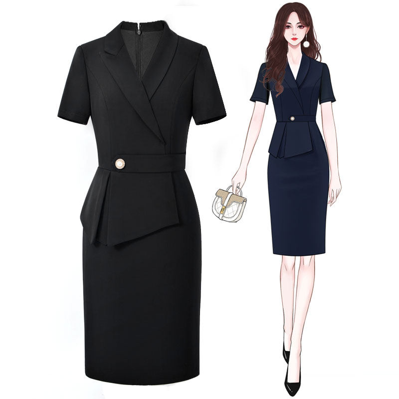 高端职业连衣裙气质ol工作服面试正装售楼金店夏季工装女西装套裙