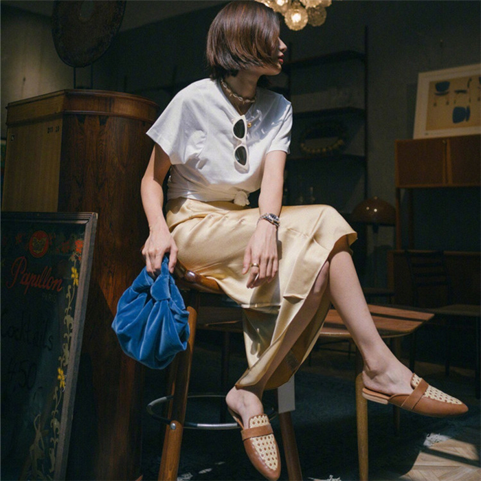 【HSU】savi同款savislook 香槟金色拼接毛边真丝松紧腰A字半身裙在类目 女装/女士精品, 半身裙中 - 来自Buy2taobao.com提供专业的淘宝代购服务