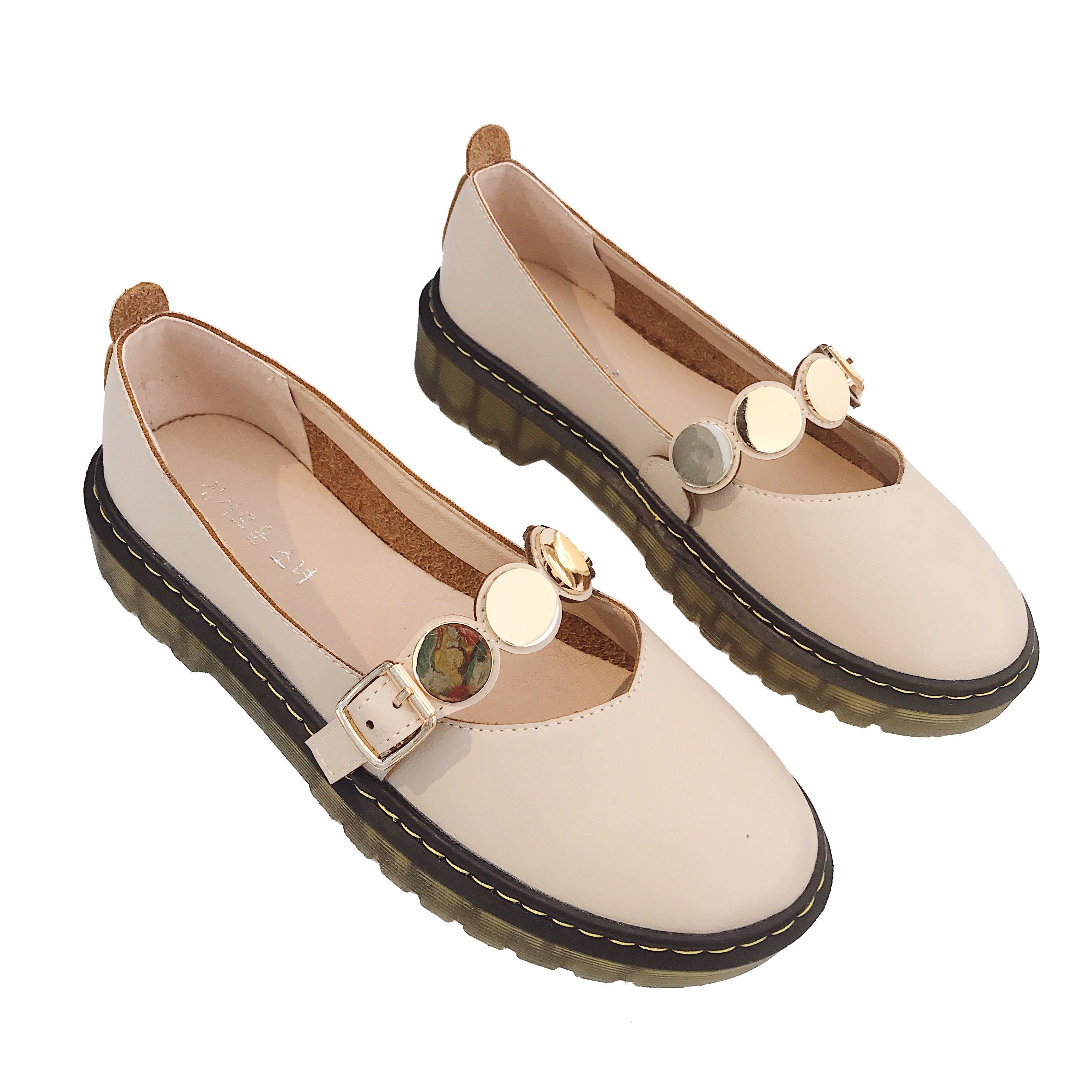 小皮鞋耐磨不断牛筋底英伦秋款网红亮片百搭复古女单鞋潮