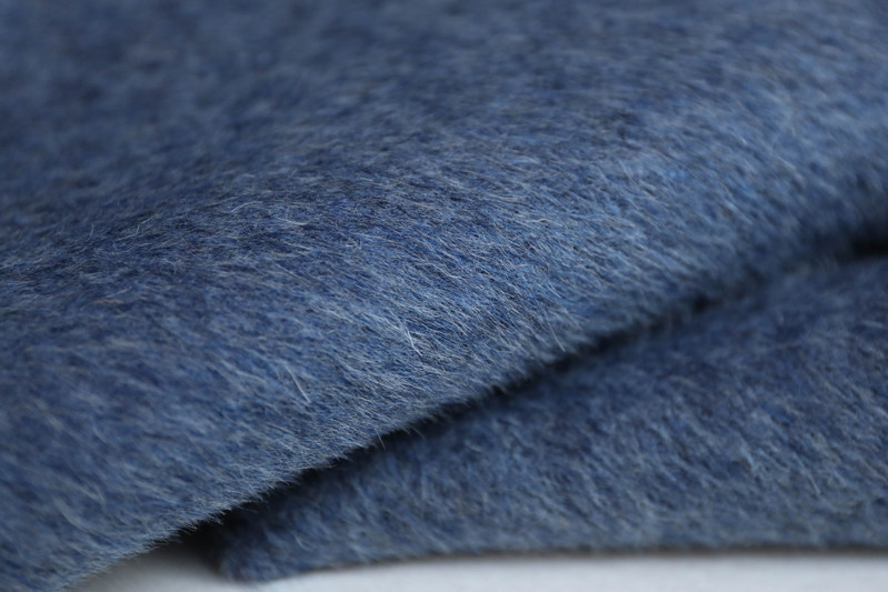 意大利进口双面双层雾霾蓝色阿尔巴卡羊绒羊毛面料设计师大衣布料
