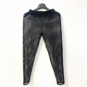 网眼裤子男女同款镂空宽松大码运动休闲长裤松紧高腰渔网格哈伦裤