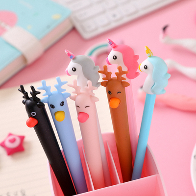 可爱超萌卡通中性笔 韩国创意可爱初中学生用水笔 小清新个性文具