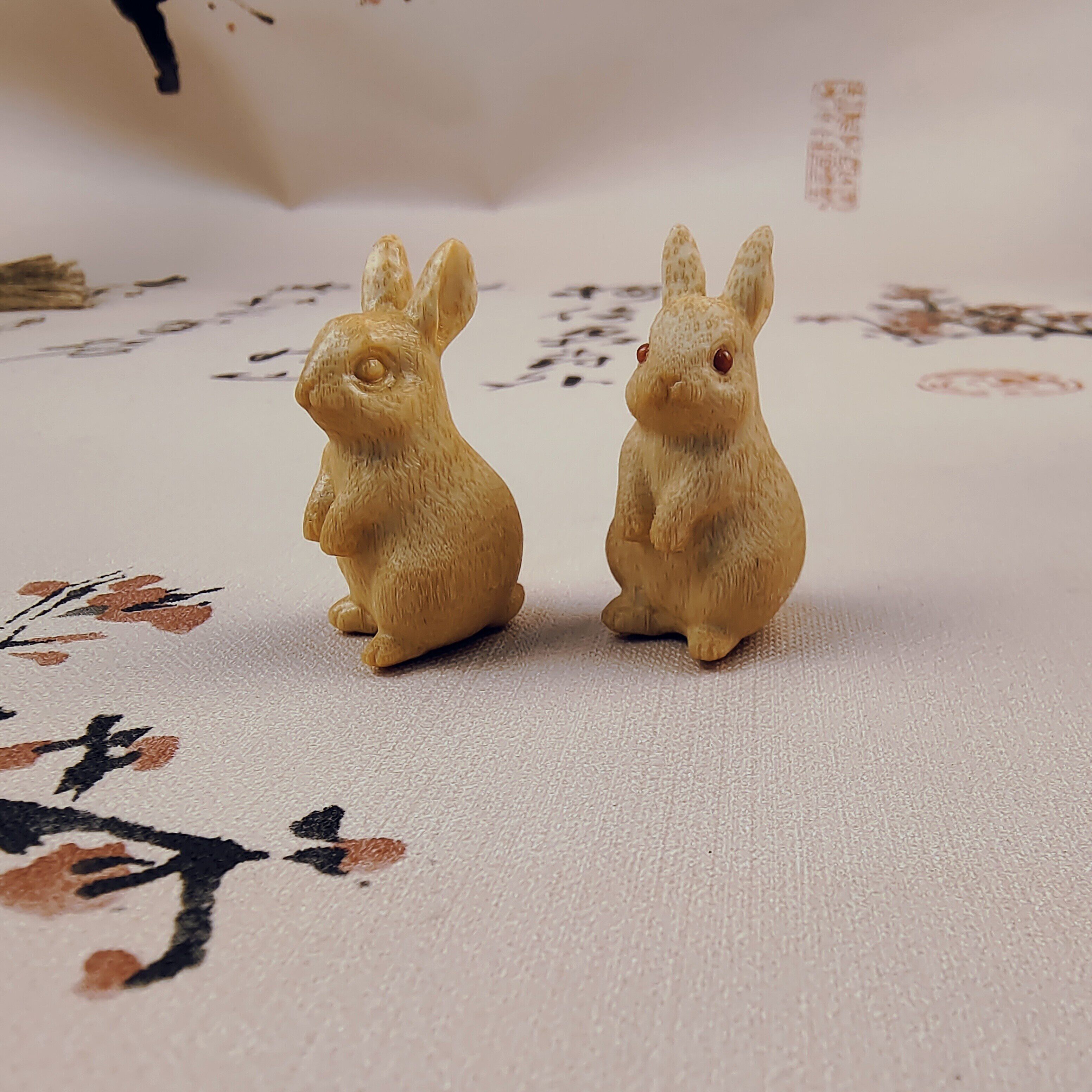 实心竹手把件玉竹兔子生肖竹雕手工雕刻把玩件文玩钥匙挂饰手机链