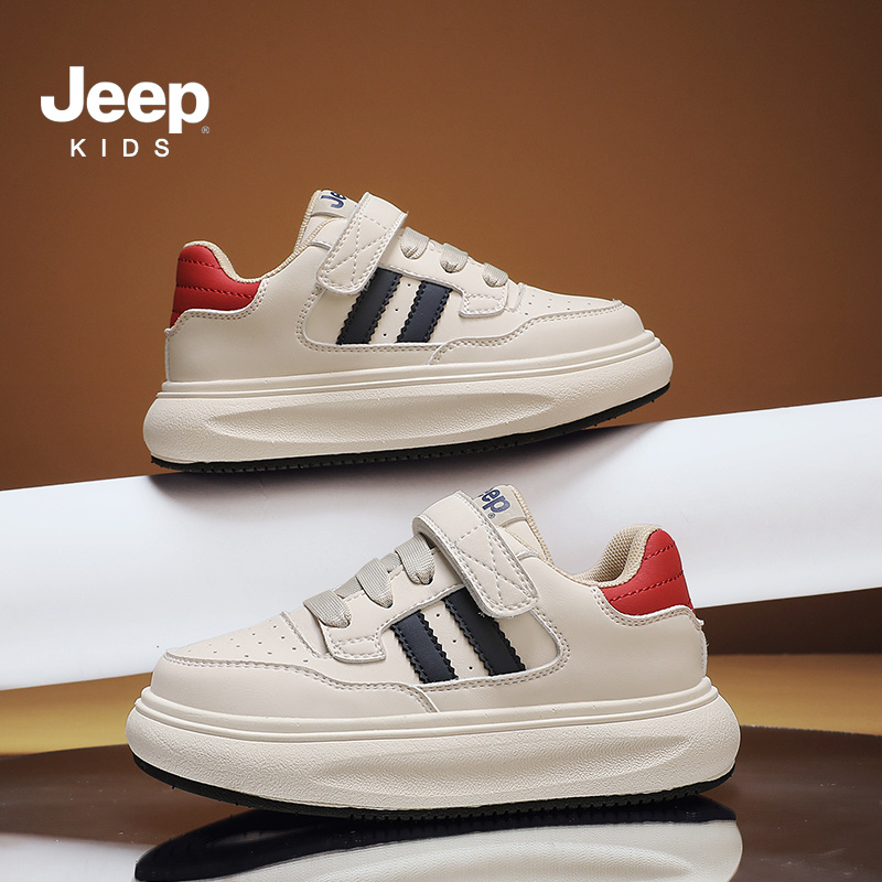 jeep女童鞋儿童小白鞋白色鞋子2024新款秋冬运动鞋小学生男童板鞋