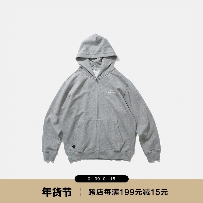 ang2boutique开襟卫衣cityboy纯色简约男女微宽松连帽开衫卫衣