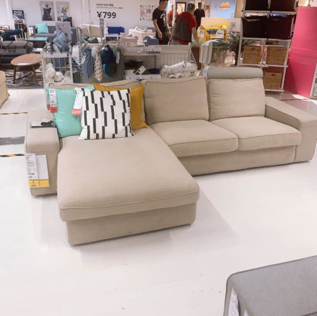 宜家家居ikea正品 奇维 双人沙发和贵妃椅客厅布艺沙发国内代购