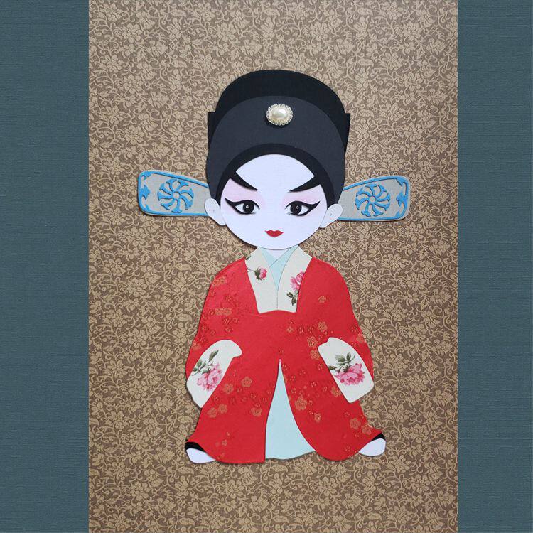 布贴画_【免剪模板】diy手工布艺中国风京剧戏曲布贴画人物小生穆居易