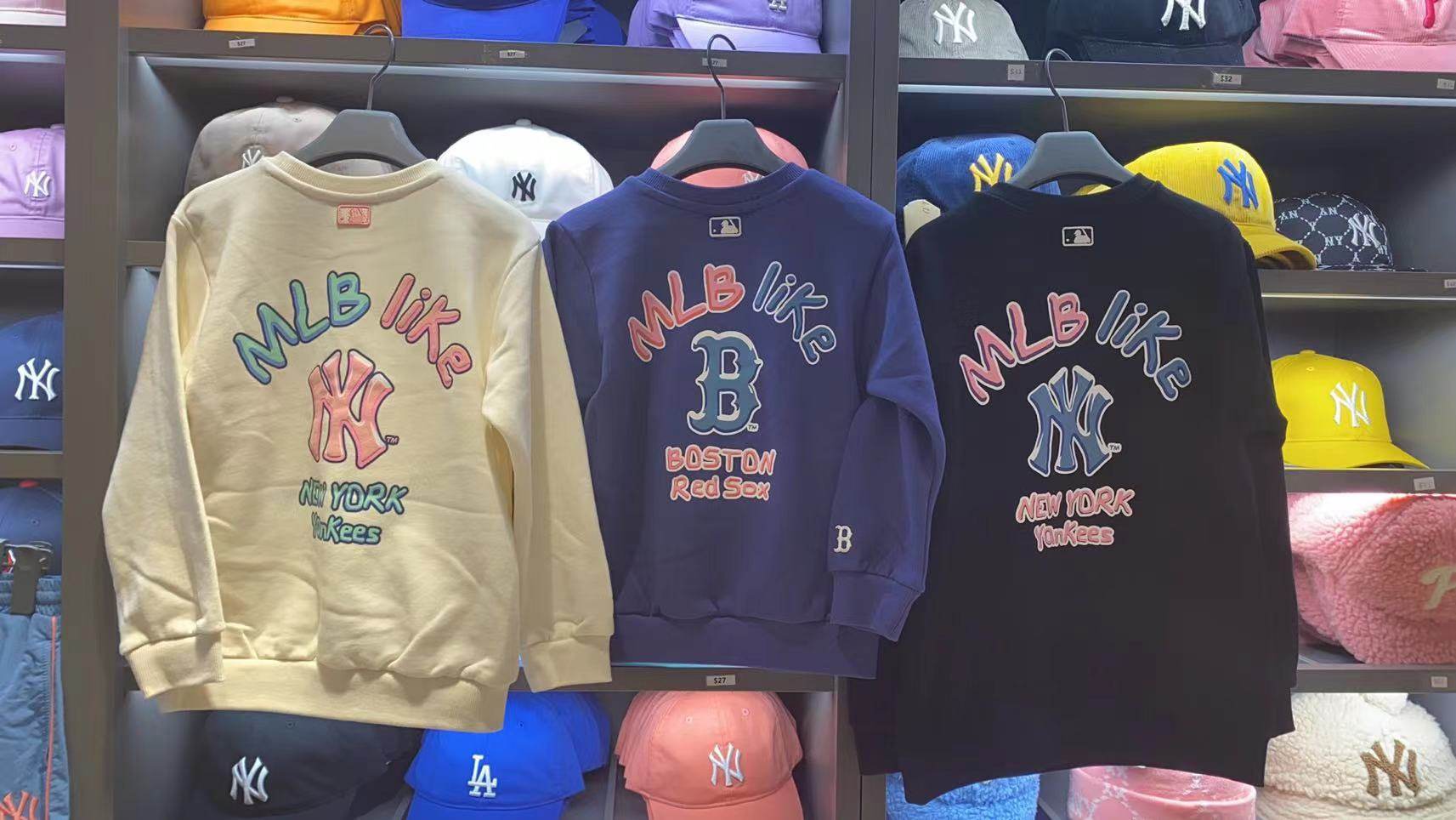 熙熙妈咪韩代mlb儿童卫衣涂鸦like21秋冬新款韩国潮牌加绒套头衫