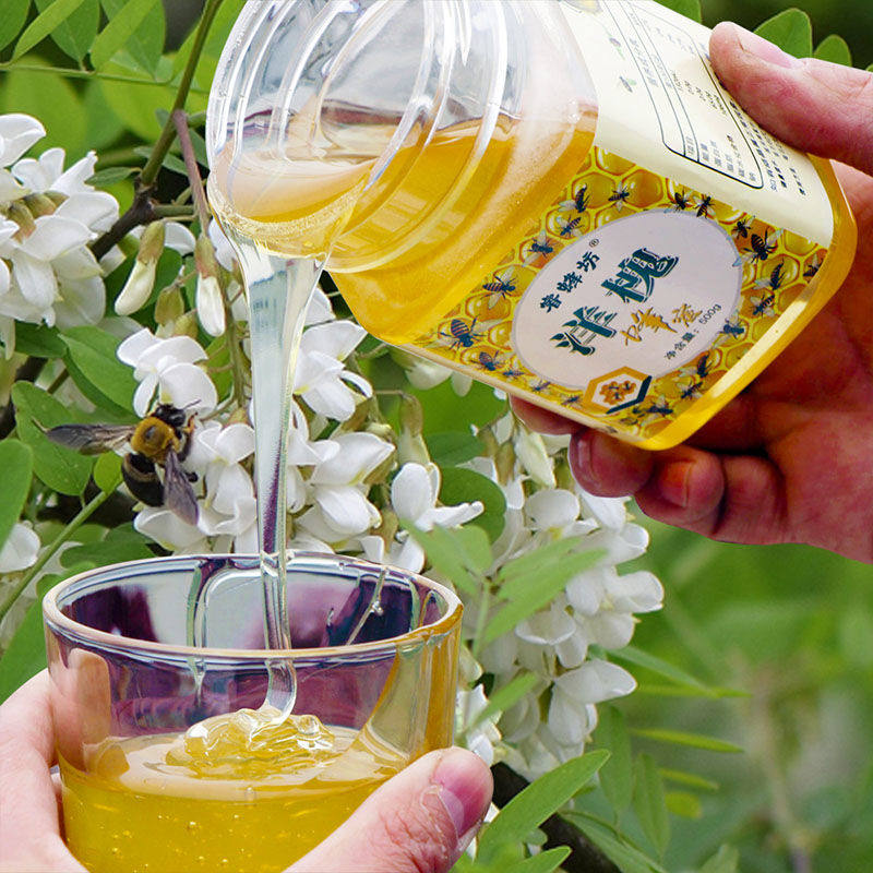 蜂蜜结晶洋槐蜜百花蜜土蜂蜜农家自产天然槐花蜜500g瓶