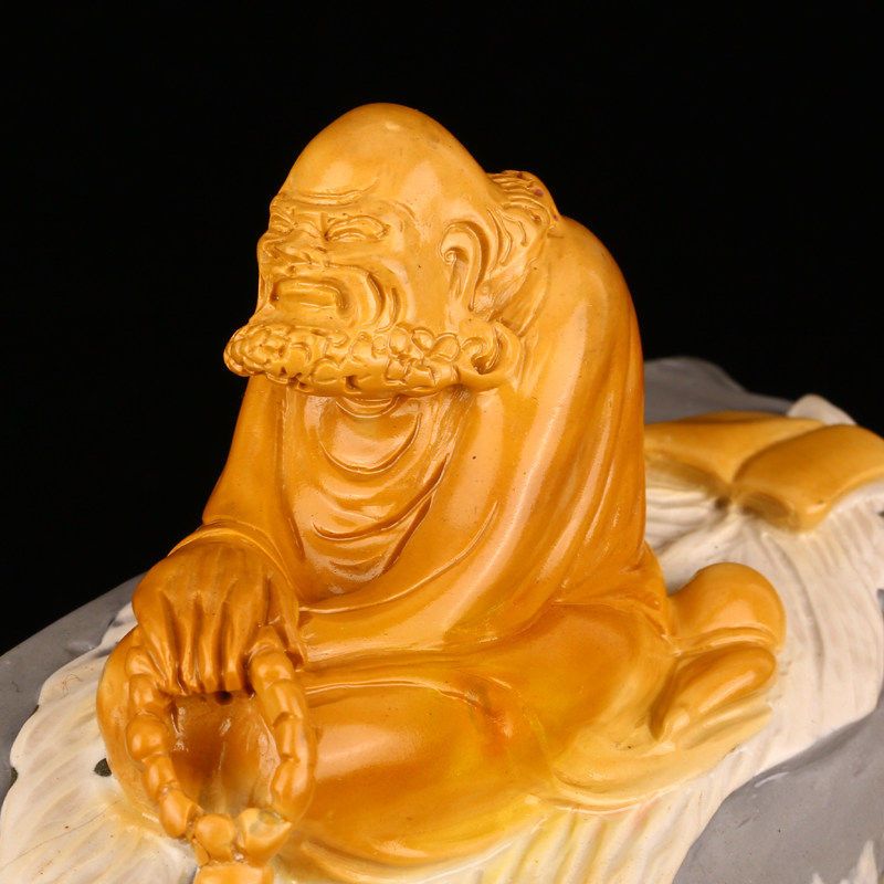 1064克寿山石山秀园精雕悟道达摩摆件
