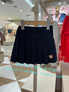 PawinPaw童装专柜正品24年春新款女童学院风百褶短裙WHE1222K