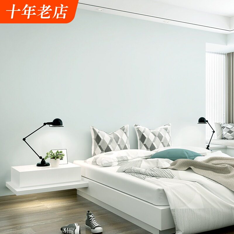 淡青灰色壁纸北欧浅灰色系现代简约纯色素色客厅卧室电视背景墙纸