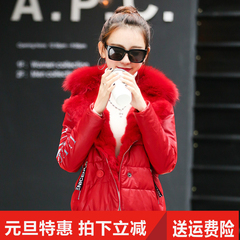 2016冬季女装新款韩版双排扣大毛领棉衣女短款修身小棉袄皮衣外套