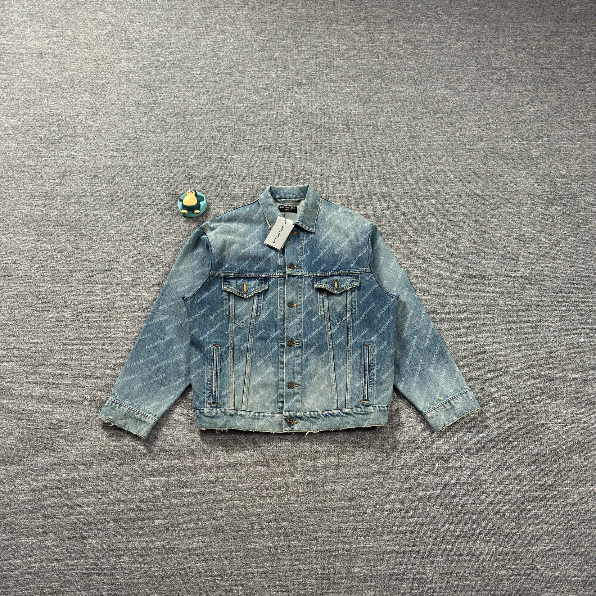 Balenciaga Light Blue All-Over Print Denim Jacket