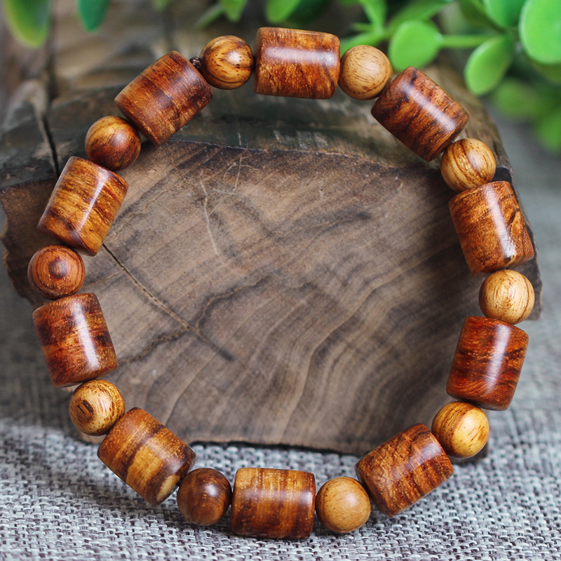 黄花梨 虎皮纹山水降香黄檀10*11mm/10颗桶珠手串