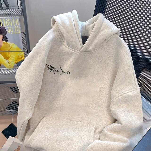 美式重磅潮牌字母连帽卫衣男女秋冬新款加绒宽松休闲情侣外套