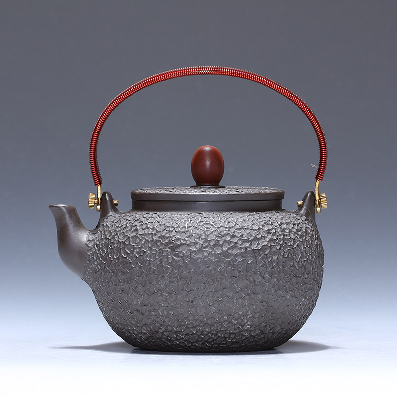 宜兴紫砂壶 保正品 工艺美术师 铁砂泥 鸿运提梁 仿铁壶