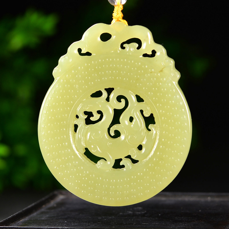 【寓意 富贵吉祥】和田玉黄玉仿古凤挂件62.469克带绳