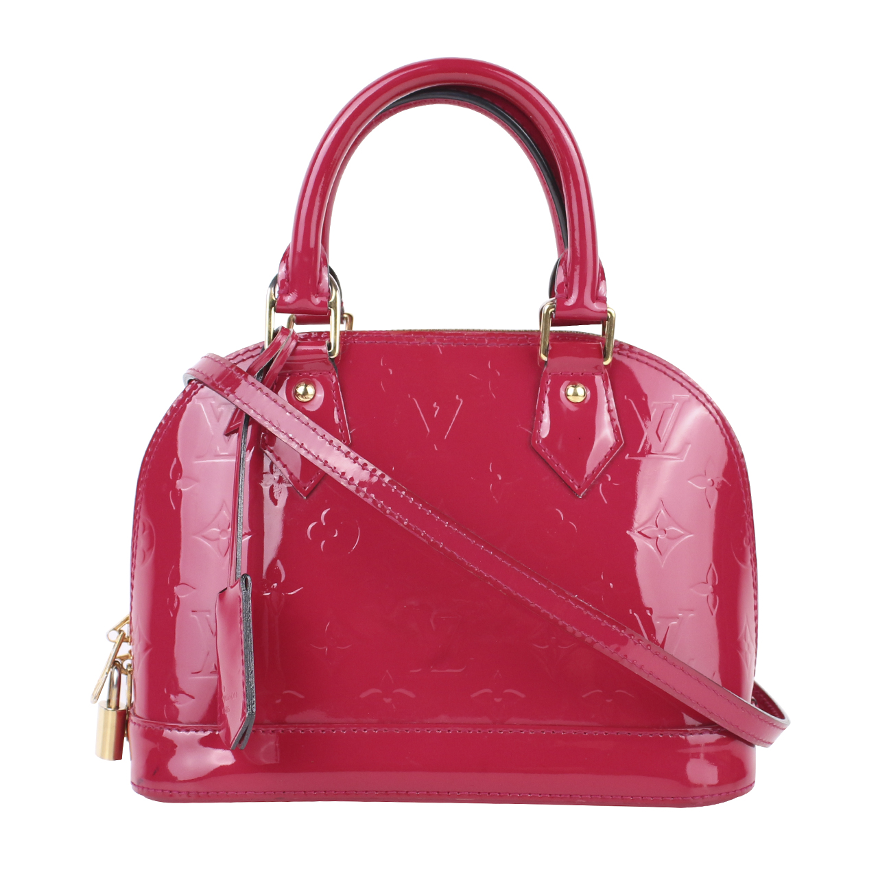 [9.0新]路易威登lv alma bb漆皮红色手提单肩斜挎包