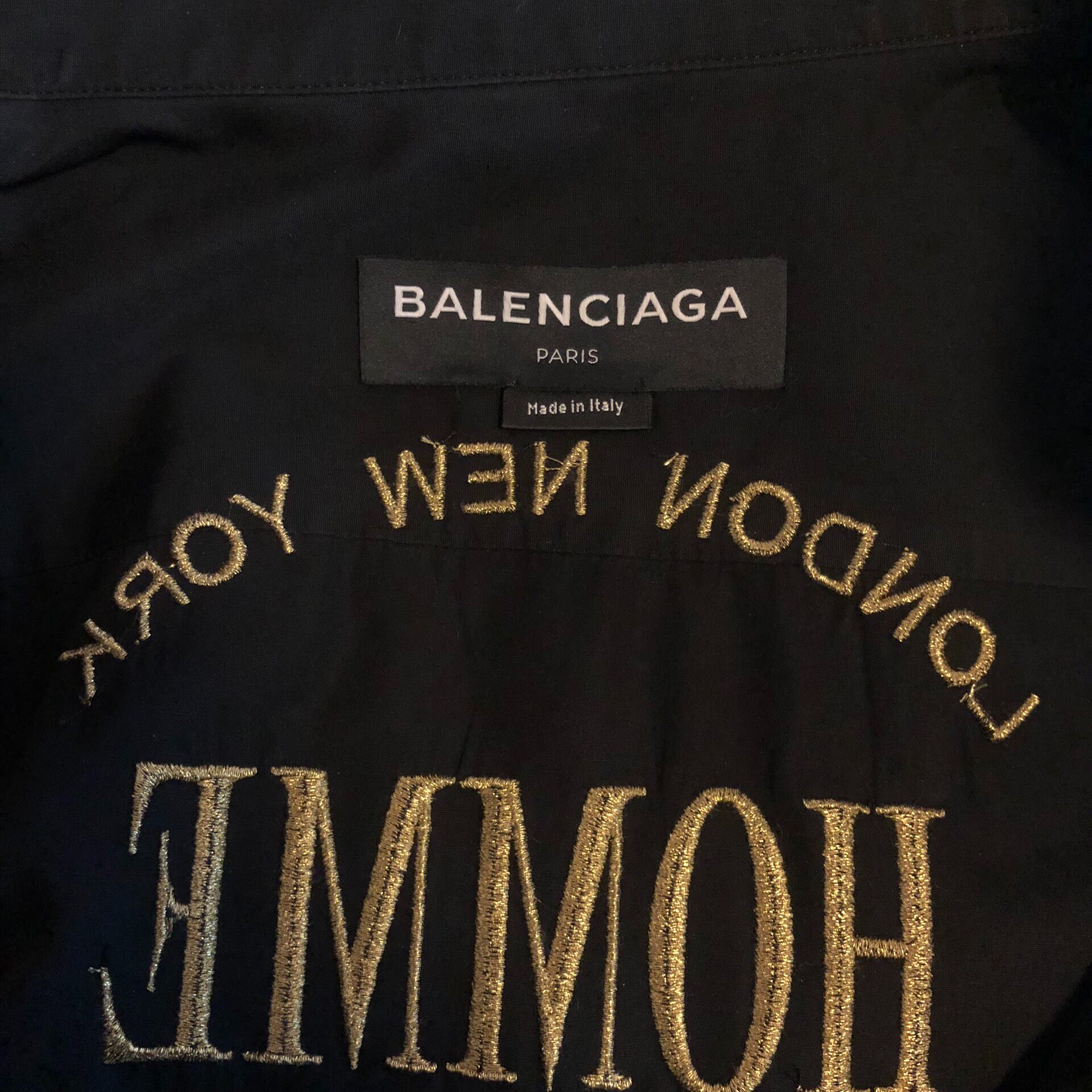 Balenciaga HOMME Black Button-Up Shirt — detail