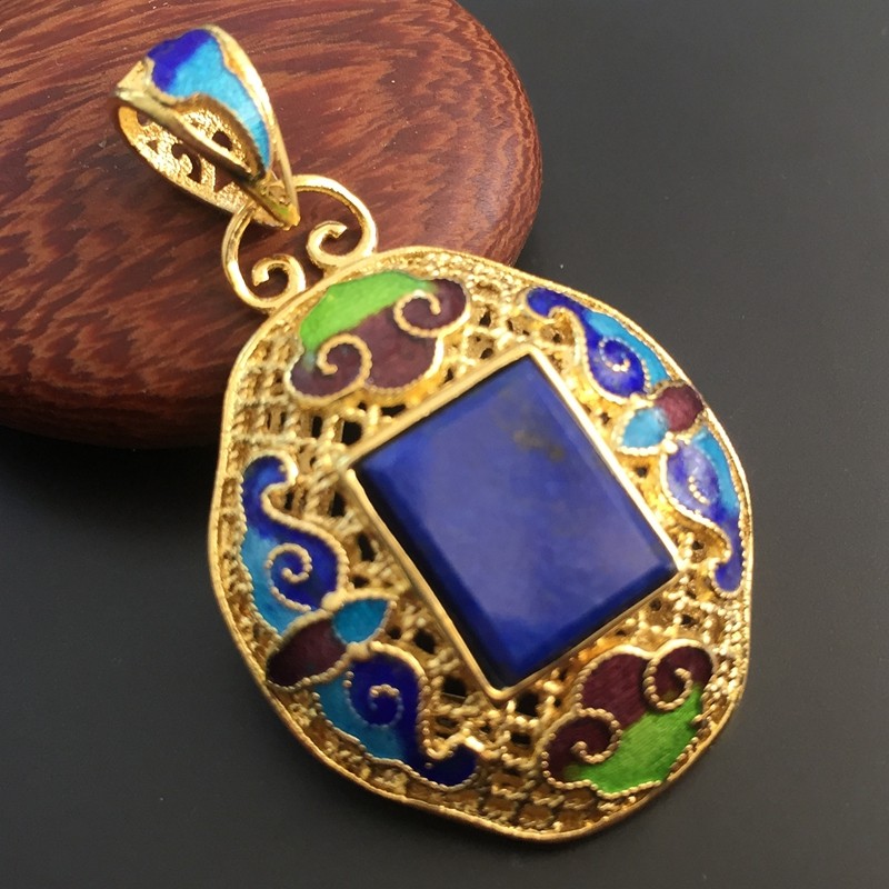 纯银镀金 手工花丝珐琅镶嵌香囊盒吊坠 燕京八绝之一