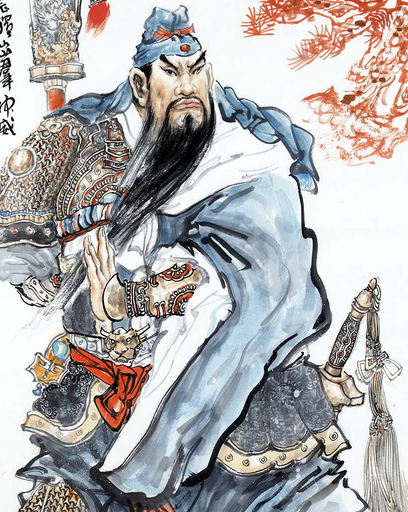 时育林《关羽》石齐弟子国画人物画像辟邪镇宅旺运可合影2963