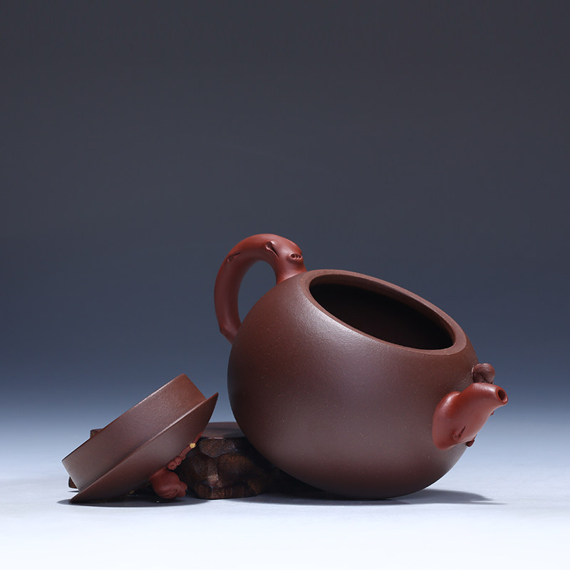 【一元起拍】国工 陈老师 老紫泥 松鼠葡萄 保正品宜兴紫砂壶名家