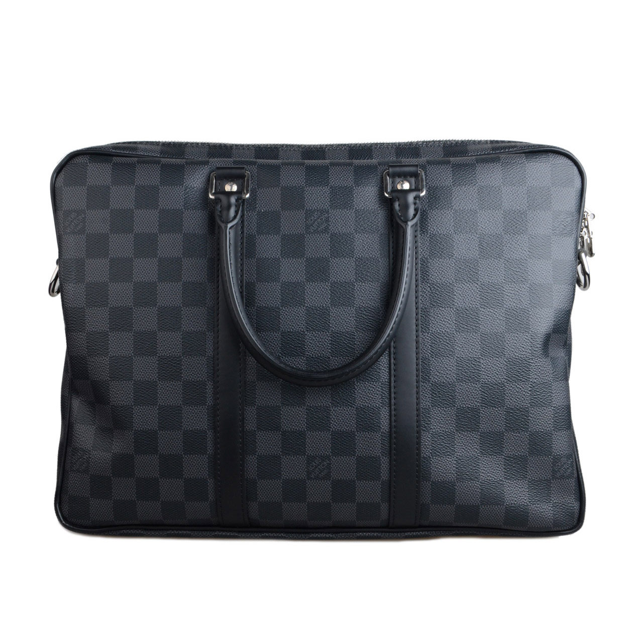 【中检】[9.8新]lv/路易威登男士小号pdv棋盘格手提公文包附肩带