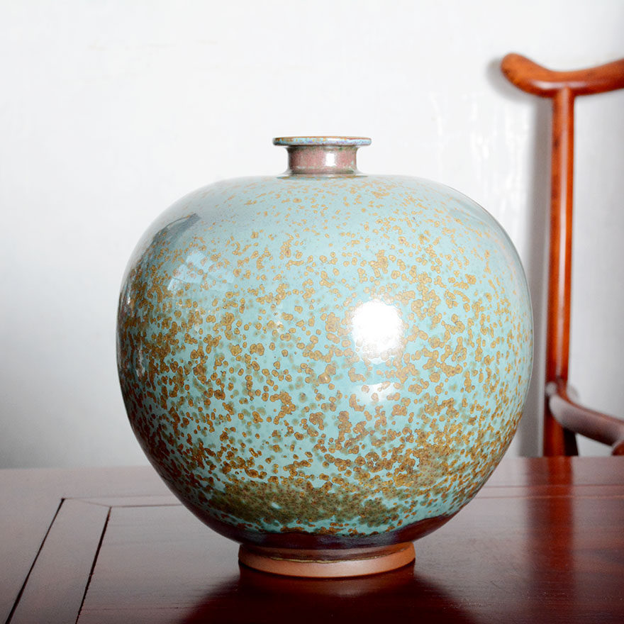 钧瓷 天球瓶 炉钧 手签款 白伟峰 河南省工艺美术大师