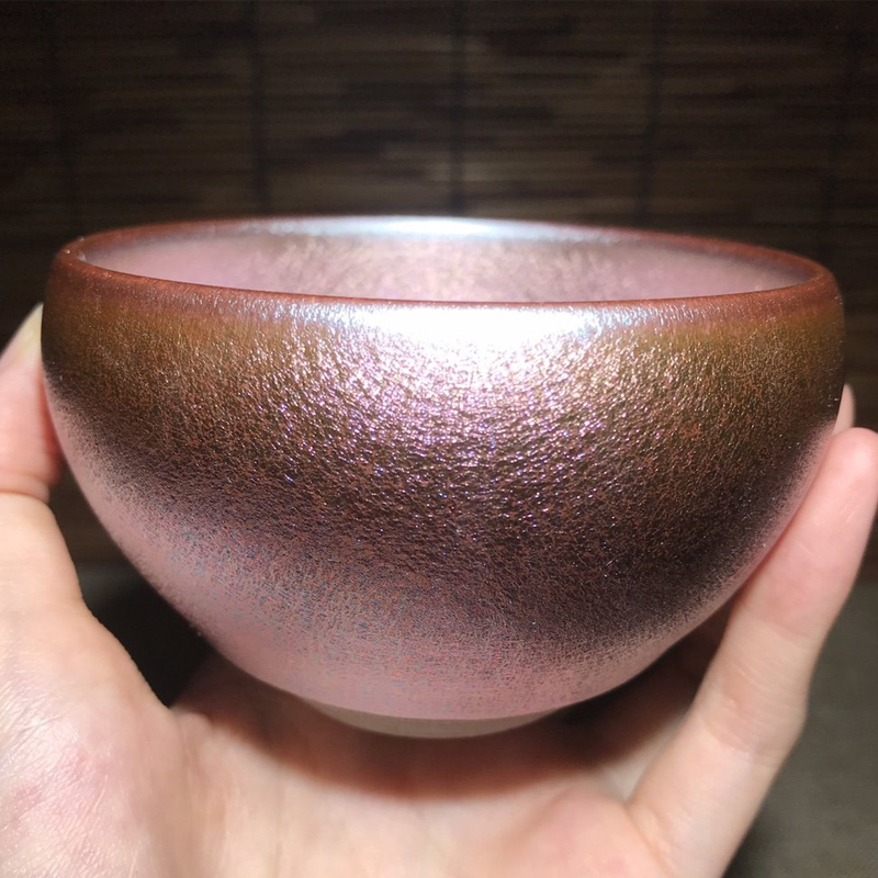 [罗军建盏流光溢彩彩金盏对杯]闺蜜/情侣/夫妻对杯茶道主人泡茶杯