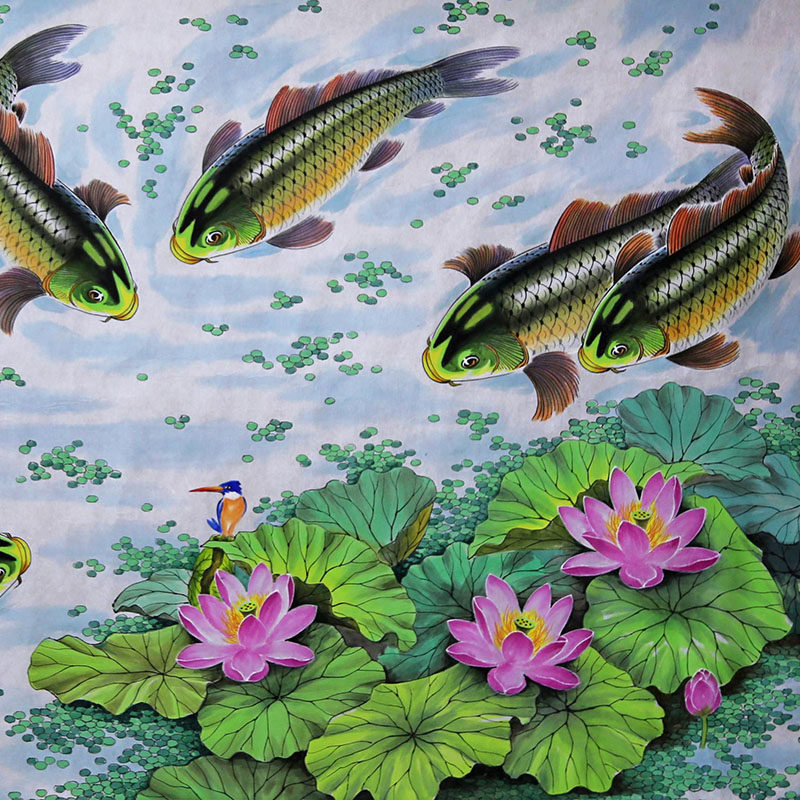 (朝鲜)裴权宇《鱼翔浅底》白虎美术创作社 麦子印象馆2796