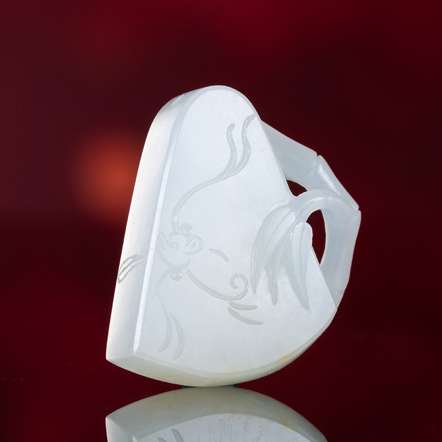 省级玉雕大师仝杰作品新疆和田玉籽料镂空竹报平安男女挂件8克g3