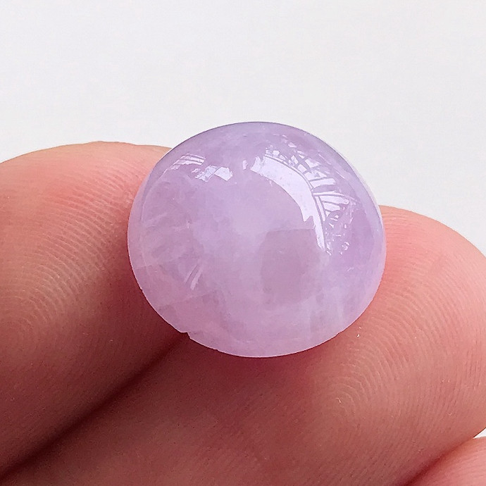 精品-缅甸天然正品冰糯种紫罗兰a货翡翠圆蛋面戒面 2.77克