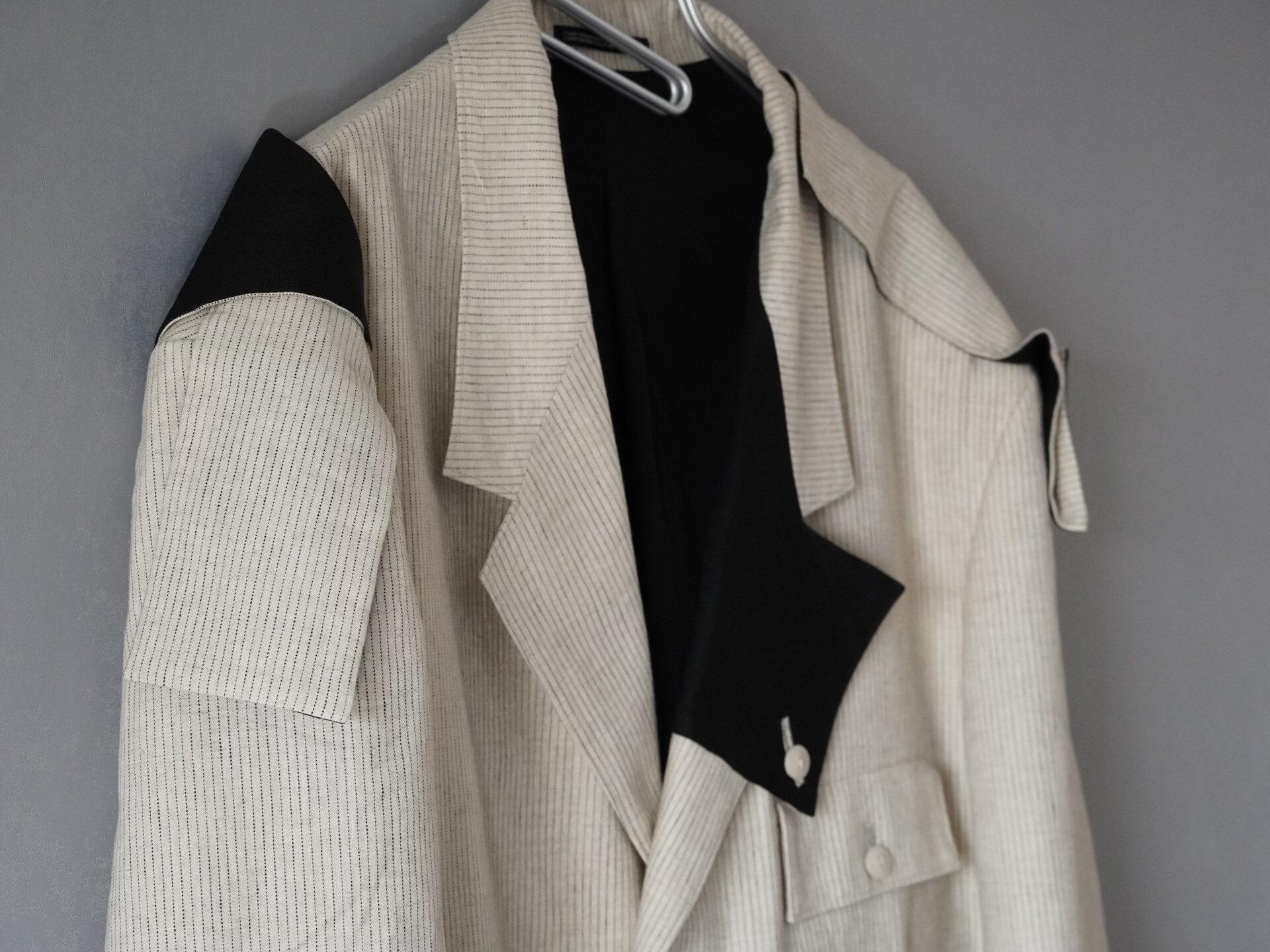 Yohji Yamamoto 22SS Beige Striped Jacket — back
