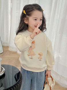 2024春款新款卡通卫衣韩版长袖女童上衣一件洋气圆领童装
