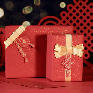速发现货中国风新年礼物礼盒礼品包装纸超大尺寸复古喜庆结婚红色