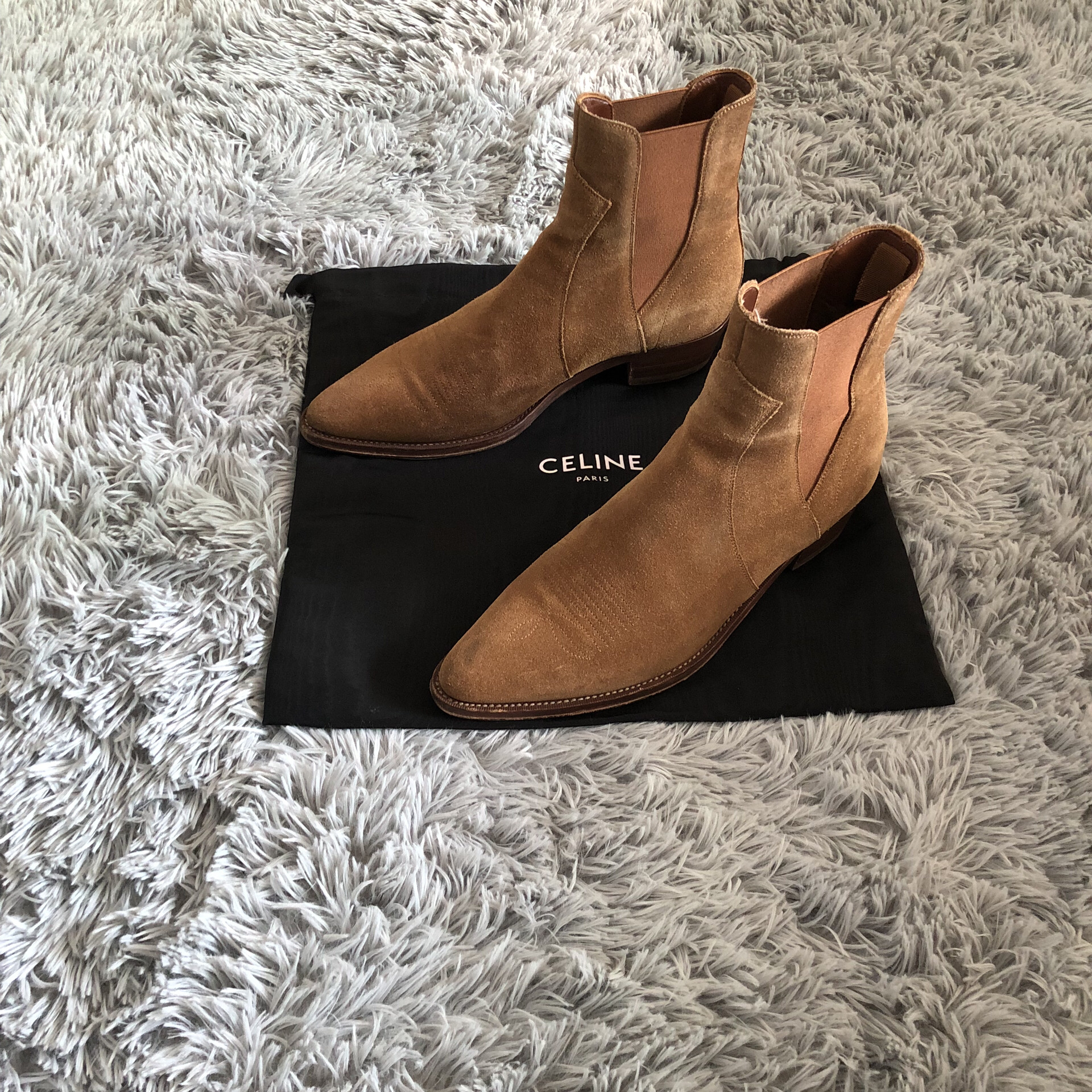 Celine 19FW Camargue Western Suede Chelsea Boots