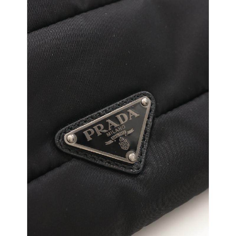 [无保留价9.5新]普拉达prada中性手拿包尼龙真皮黑色灰色522132