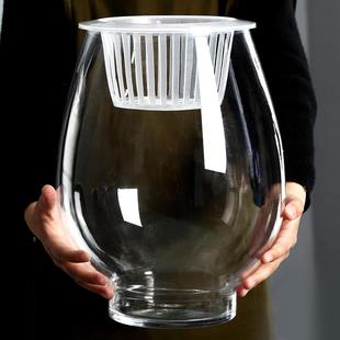 塑料仿玻璃透明花瓶水培绿萝发财树富贵竹花盆圆球养鱼缸容器