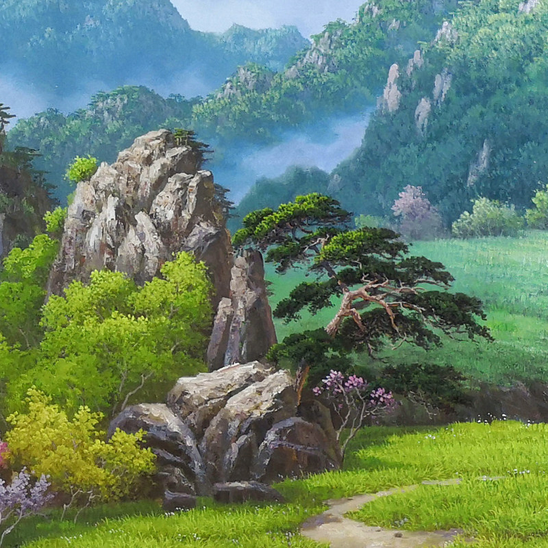 16米《瀑布》 平壤美术大学 小芃画廊 风景d