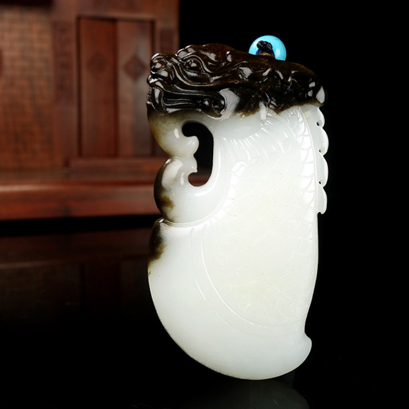 省级玉雕大师冀少凡新疆和田玉府上有龙生肖龙仿古挂坠玉坠55.