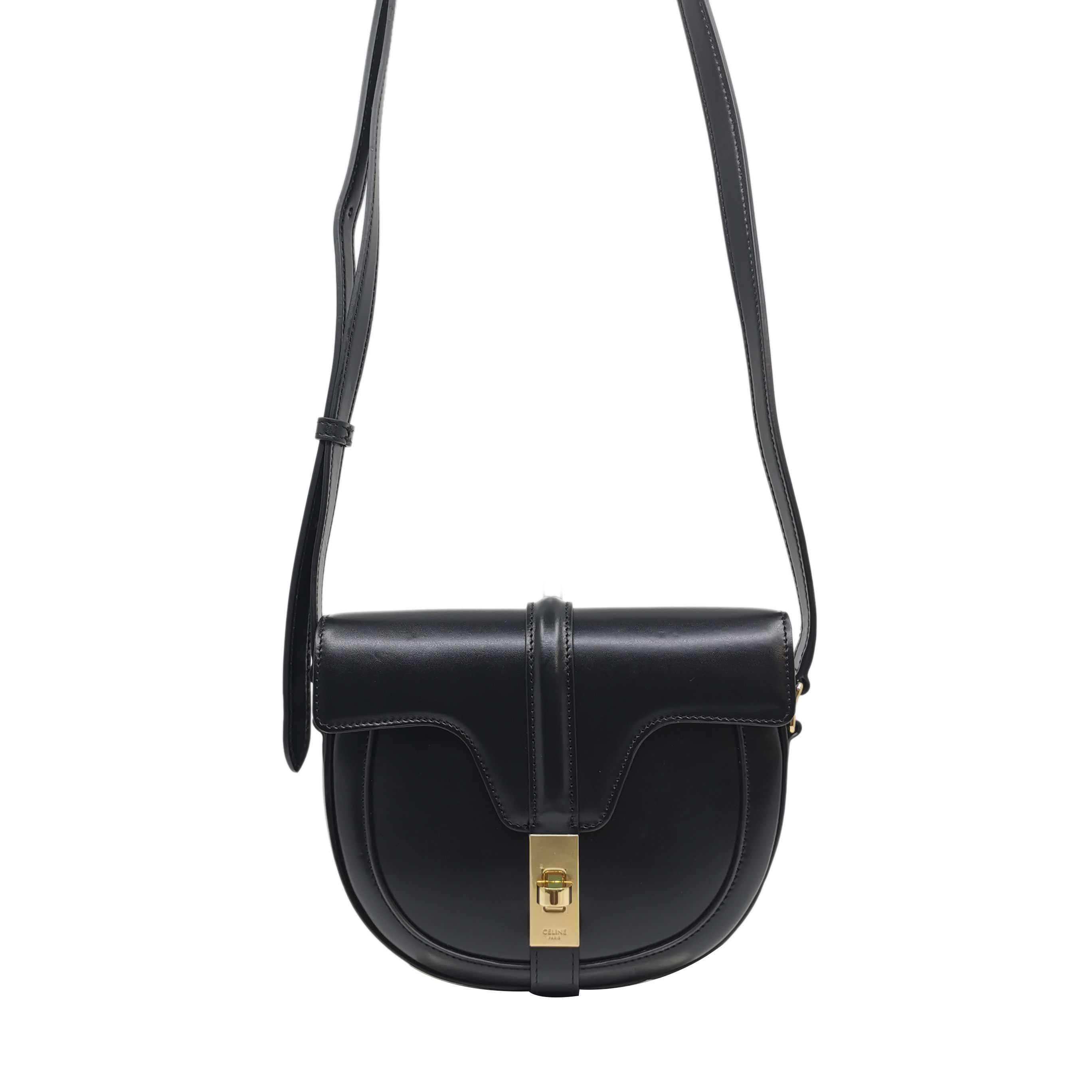 [9.9新]赛琳celine女士黑色马鞍包单肩斜挎包